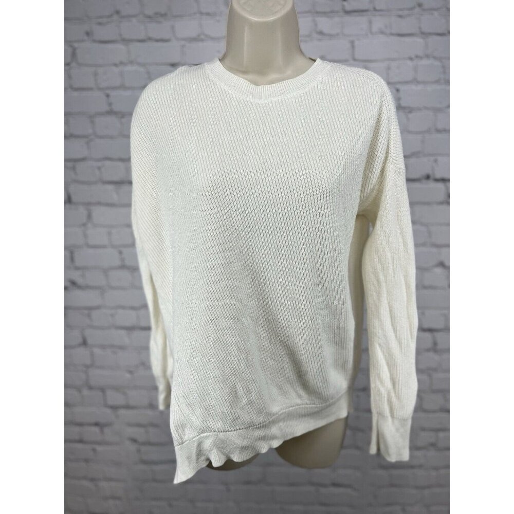 Athleta Sweater Pima Cotton Silk Rest Day Asymetrical Crewneck Women’s Size XXS